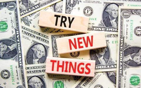Try new things symbol. Concept words Try new things on beautiful wooden blo.. Stock Photos