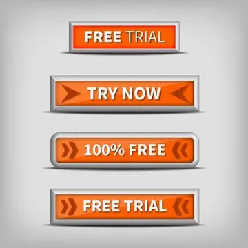 Try now and free trial on 3d orange buttons 스톡 일러스트
