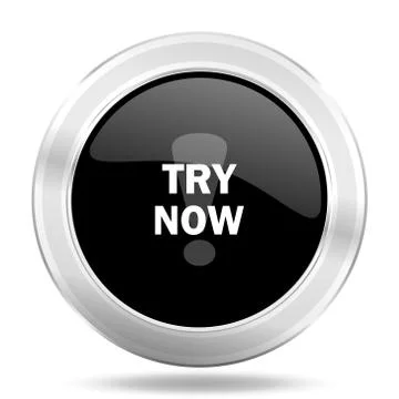 Try now black icon, metallic design internet button, web and mobile app illus Stock Illustration