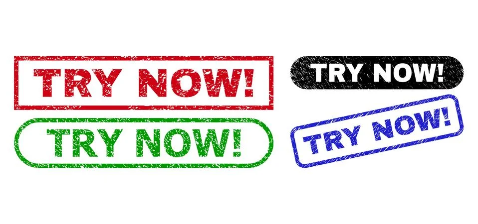 TRY NOW! Rectangle Seals Using Scratched Style Stock Illustration