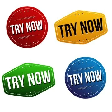 Try now sticker or label set Stock Illustration