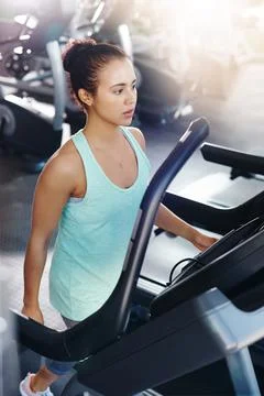 Try out the treadmill Stock Photos
