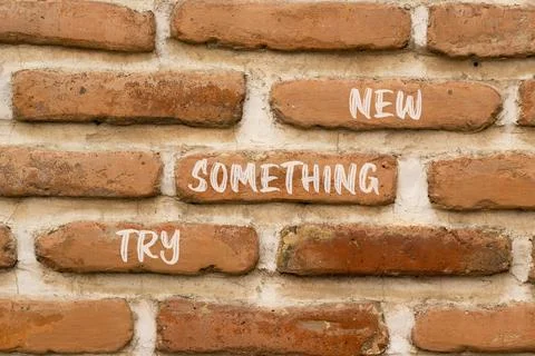 Try something new symbol. Concept words Try something new on beautiful brow.. Stock Photos