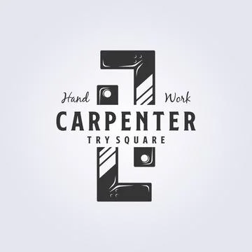 Try square tool icon symbol, carpentry logo vector illustration design Stock Illustration