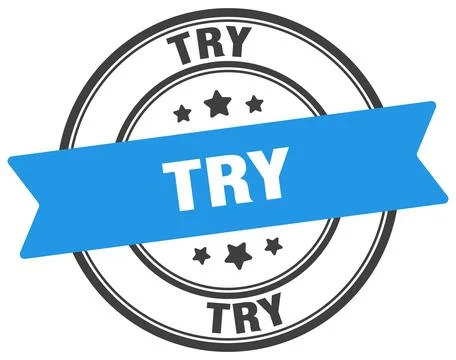 Try stamp. try label on transparent background. round sign Stock Illustration