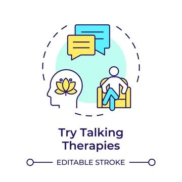 Try talking therapies multi color concept icon Illustration
