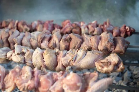 Try these absolutely Delicious Grilled Chicken Skewers cooked perfectly on a Stock Photos