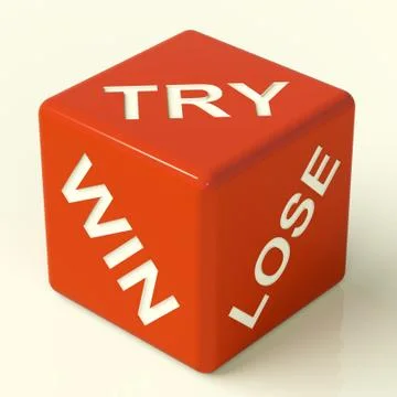 Try win lose dice showing gambling and luck Illustration