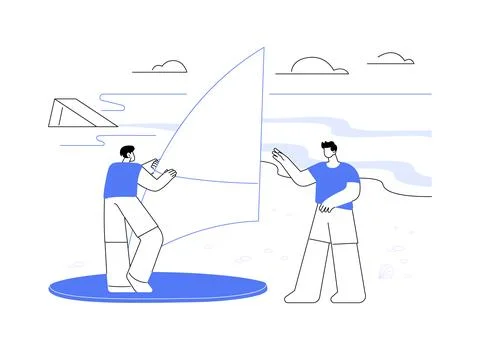 Try windsurfing isolated cartoon vector illustrations. Stock Illustration