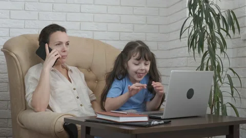 Try to work with child. Stock Footage 136190332