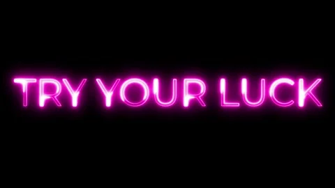 Try Your Luck Neon Text Animation | Game and Chance Motion Design Stock Footage 320391499