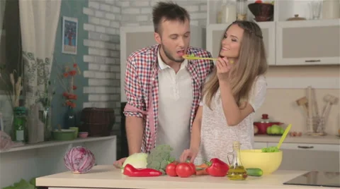 Trying eco vegetables Stock Footage 57823112