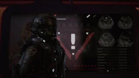 Trying to enter the alien's mind to view a map of the galaxy 04 Stock-Footage 277033209