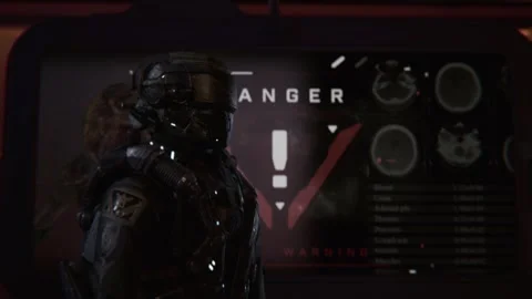 Trying to enter the alien's mind to view a map of the galaxy 05 Stock-Footage 277033774