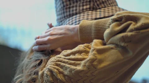 Trying on a hat preparing to go out sensual french young woman in the autumn Stock Footage 147118956