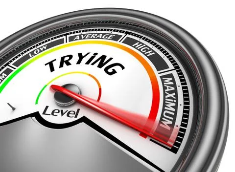 Trying level to maximum conceptual meter Stock Illustration