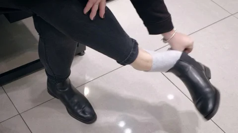 Trying new shoes Stock Footage 98216247