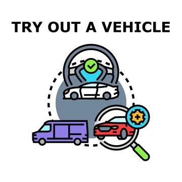 Trying out vehicle selection process vector concept Stock Illustration