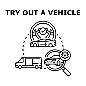 Trying out vehicle selection process vector concept Stock Illustration