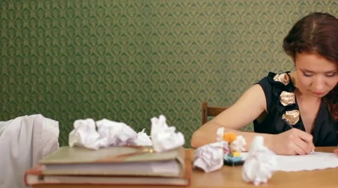 Trying To Write A Letter Video stock 52741299