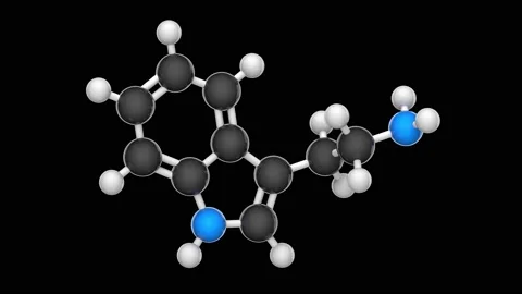 Tryptamine. C10H12N2. Seamless loop. RGB + Alpha (Transparent) channel Video stock 154734464