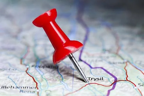 Trysil, Norway pin on map Stock Photos