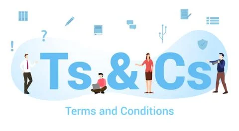 Ts &amp; cs terms and conditions concept with big word or text and team people wi Stock Illustration