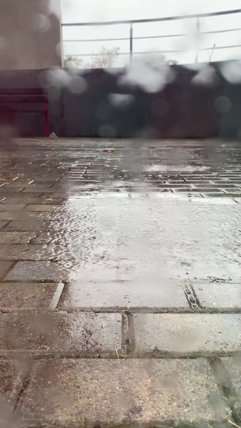 T's raining outside the window. Vertical video Stock Footage 281174905