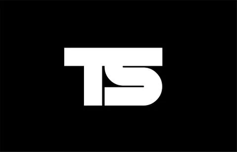 TS T S black white boldpink blue joint letter logo Stock Illustration