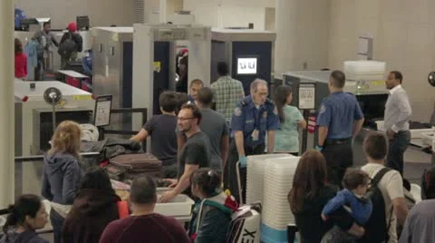 TSA Airport Security Checkpoint medium Stock-Footage 10737356