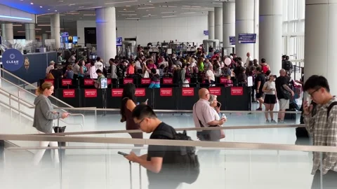 TSA security check in Los Angeles intl. airport, California, USA 4K Stock Footage 287871132