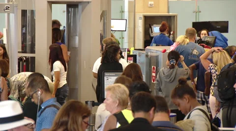 TSA Security checkpoint at an airport Stock Footage 65965973