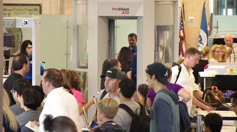 TSA Security checkpoint at an airport Stock Footage 65965986