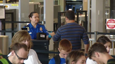 TSA Security checkpoint at an airport Stock Footage 65966000