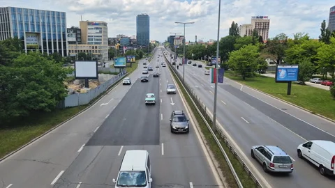 Tsarigradsko shose in Sofia Bulgaria Video stock 335395603