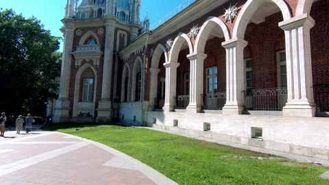 Tsaritsyno facade palace HD panoramic view. Stock Footage 130317366