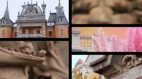 Tsar's castle of Massandra splitscreen Stock Footage 8950361