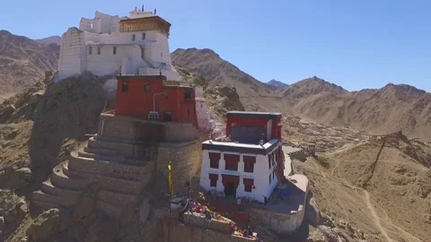 Tsemo gompa Buddhist temple Stock Footage 130299056