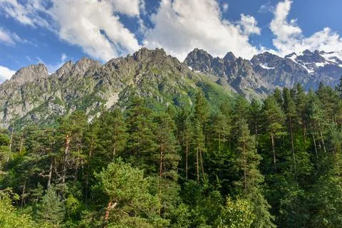 Tseyskoe gorge on a sunny summer day, Russia, North Ossetia Stock Photos