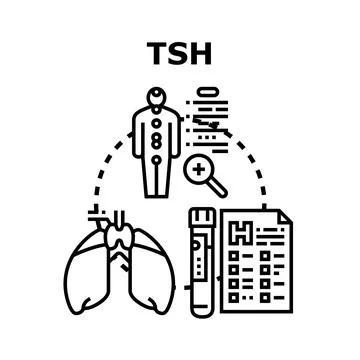 Tsh thyroid stimulating hormone blood test concept Stock Illustration