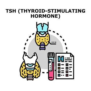 Tsh thyroid stimulating hormone blood test concept Stockillustratie