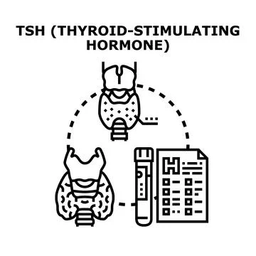 Tsh thyroid stimulating hormone blood test concept 스톡 일러스트