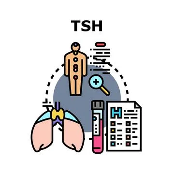 Tsh thyroid stimulating hormone blood test concept Stock Illustration