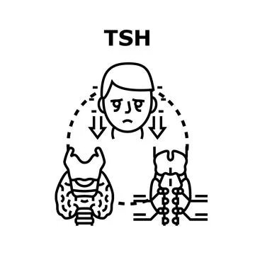 Tsh thyroid stimulating hormone level decreasing concept Stock Illustration