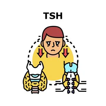 Tsh thyroid stimulating hormone level decreasing concept Stock Illustration