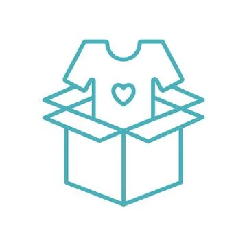 Tshirt with heart inside box as donation symbol line style icon vector design イラスト素材