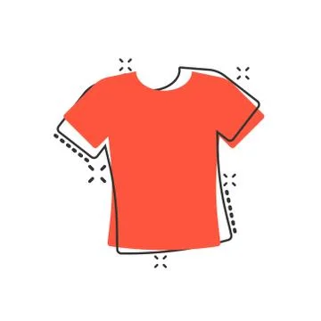 Tshirt icon in comic style. Casual clothes cartoon vector illustration on whi Stock Illustration