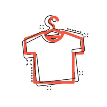 Tshirt icon in comic style. Casual clothes cartoon vector illustration on whi Stock Illustration
