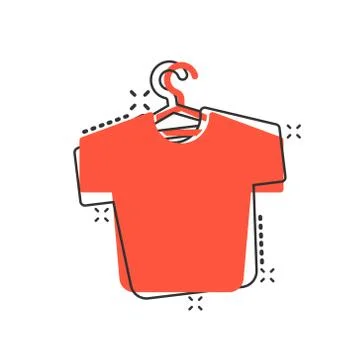 Tshirt icon in comic style. Casual clothes cartoon vector illustration on whi Stock Illustration