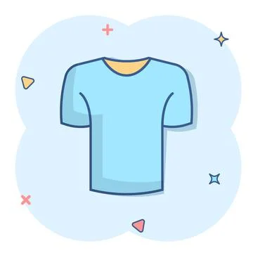 Tshirt icon in comic style. Casual clothes cartoon vector illustration on whi Stock Illustration